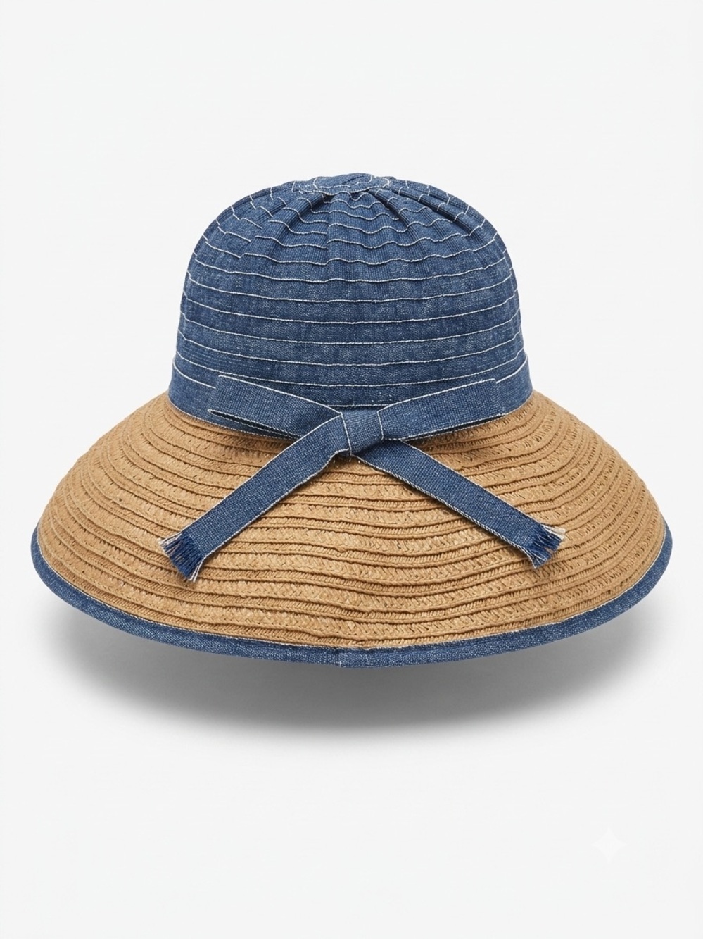 Scala Blue Denim and Natural Straw Sun Hat